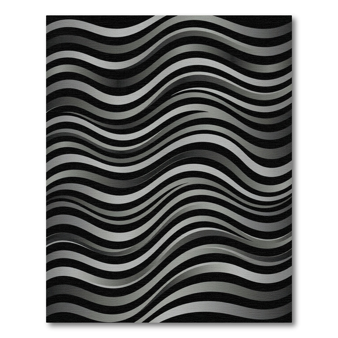 Monochromatic Gray Wavy Stripes Rug