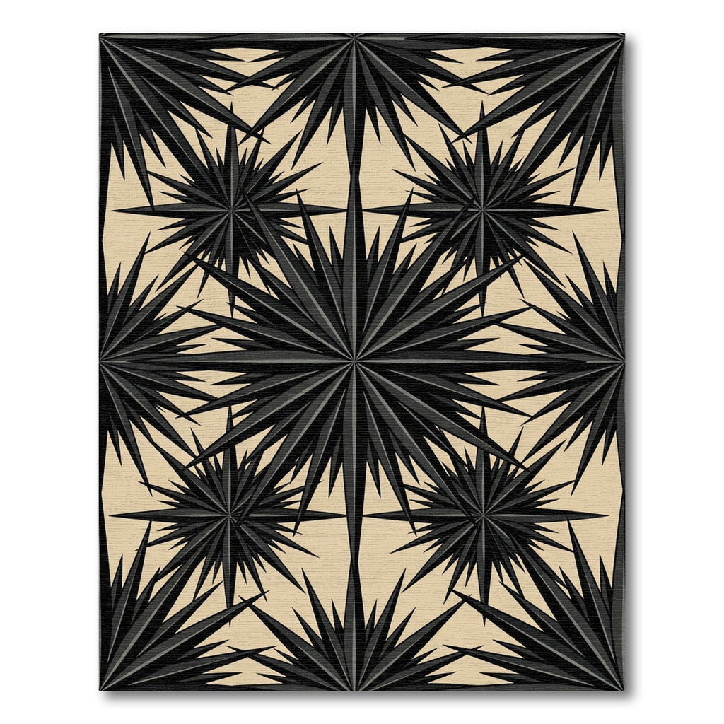 Monochrome Geometric Starburst Layered Rug