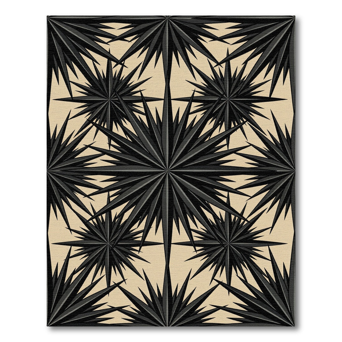 Monochrome Geometric Starburst Layered Rug