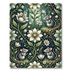 Enchanted Forest White Floral Mouse Meadow Rug