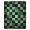 Distressed Green Checkerboard Grungy Rug