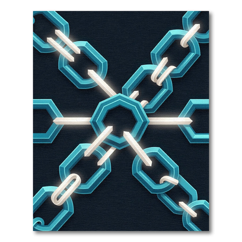 Geometric Teal Hexagon Interlocking Chain Art Rug
