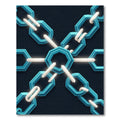 Geometric Teal Hexagon Interlocking Chain Art Rug