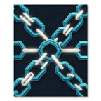 Geometric Teal Hexagon Interlocking Chain Art Rug