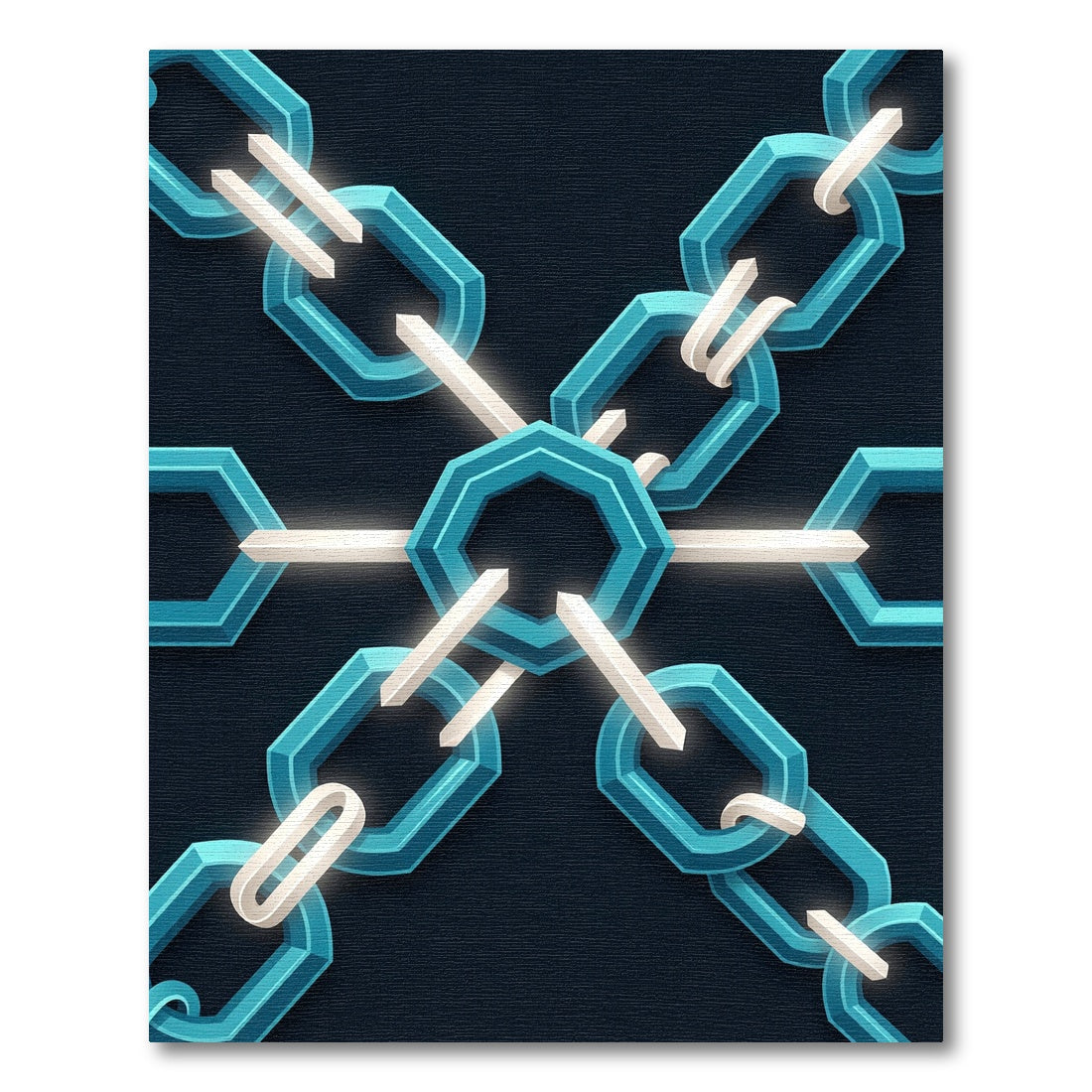 Geometric Teal Hexagon Interlocking Chain Art Rug