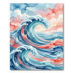 Watercolor Ocean Wave Sunset Serene Rug