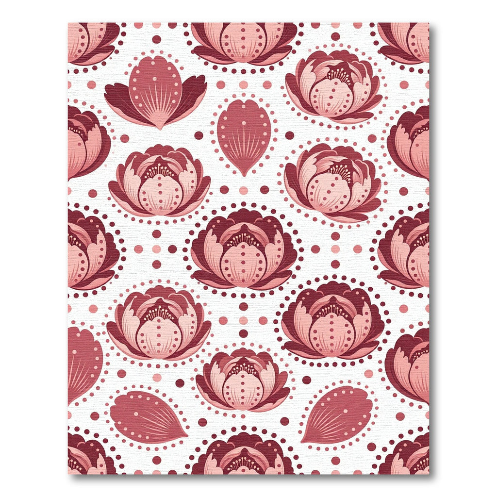 Crimson Floral Bloom Mandala Rug