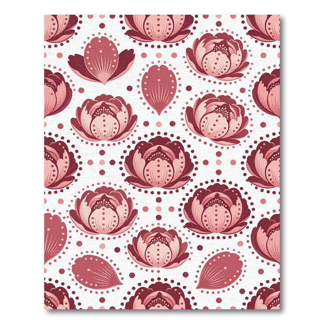 Crimson Floral Bloom Mandala Rug