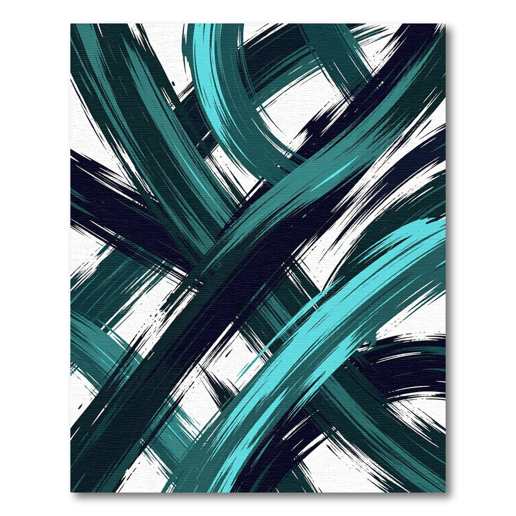 Abstract Teal Brushstroke Composition Rug