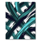 Abstract Teal Brushstroke Composition Rug