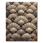 Art Deco Golden Fan Shell Arrangement Rug
