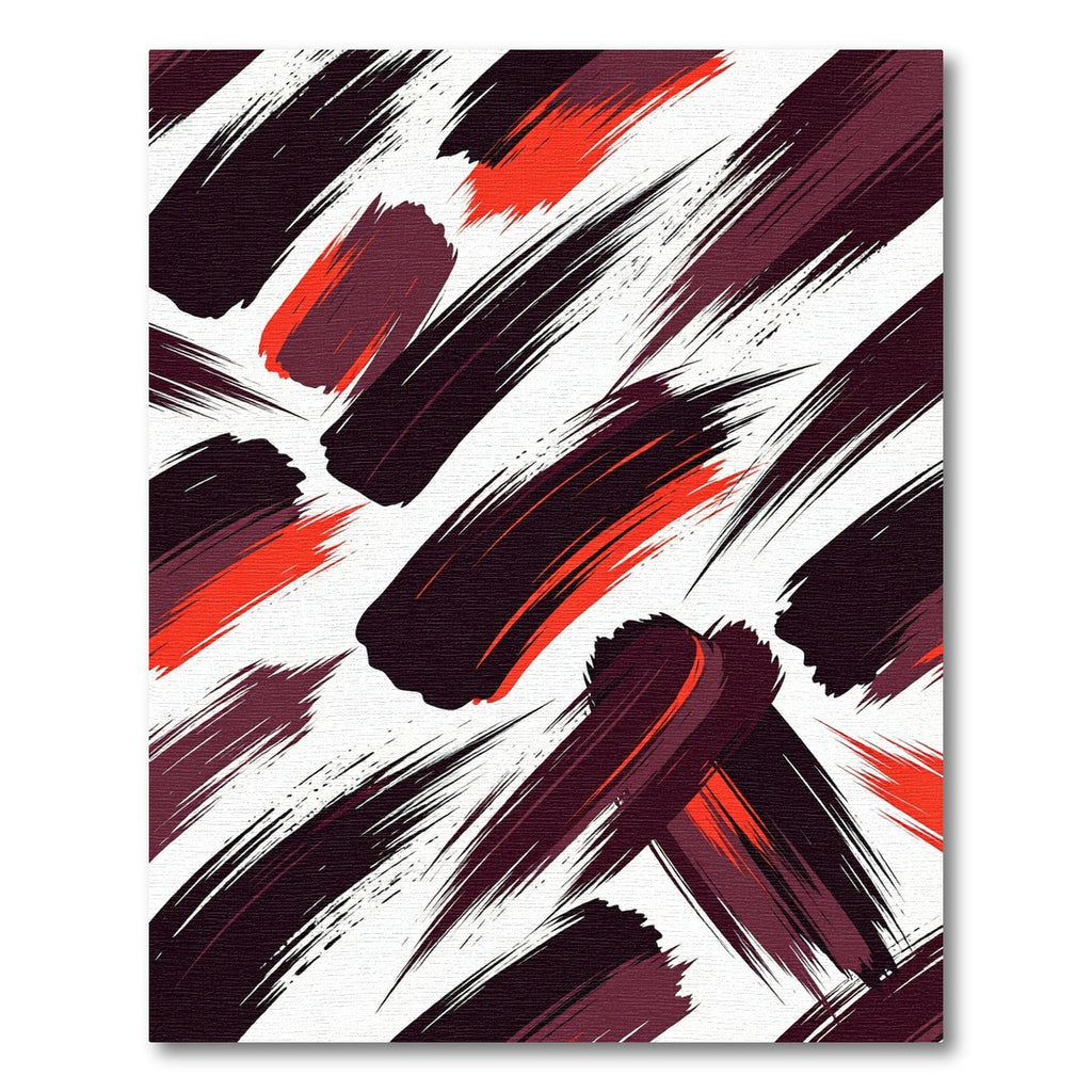 Crimson Paint Brush Strokes Rug