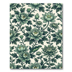 Emerald Green Floral Vine Garden Rug