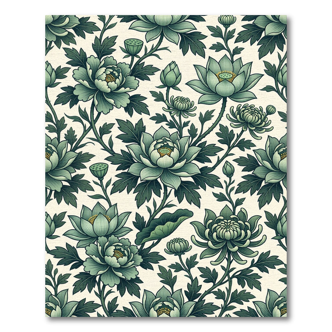 Emerald Green Floral Vine Garden Rug