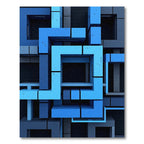 Geometric Cubes in Grayscale Blue Rug