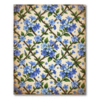 Blue Wildflower Vine Lattice Rug