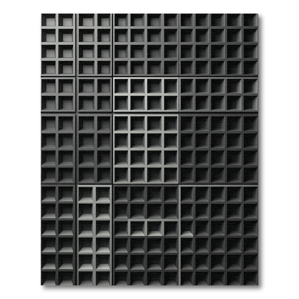 Minimalist Monochrome Grid Charcoal Rug