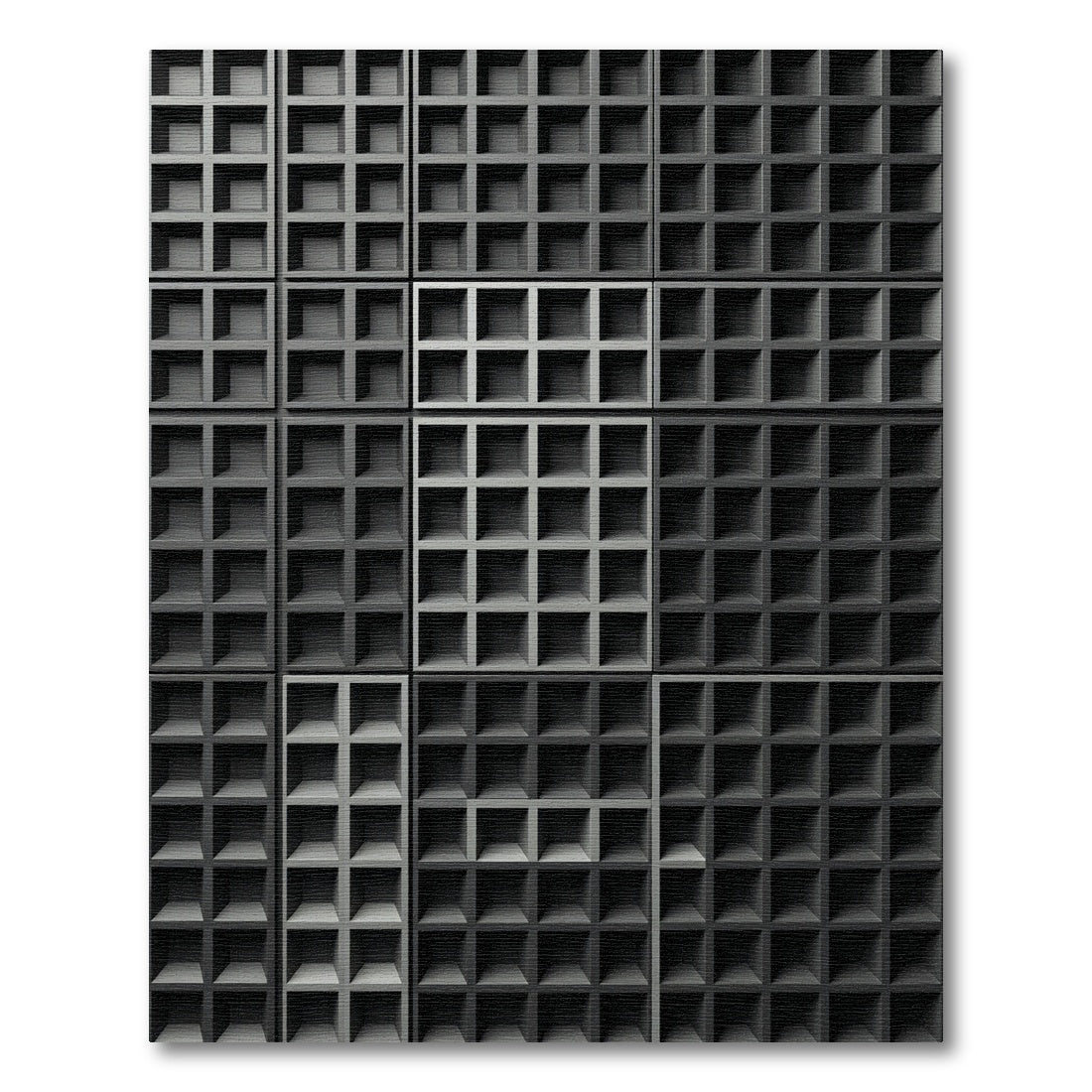 Minimalist Monochrome Grid Charcoal Rug
