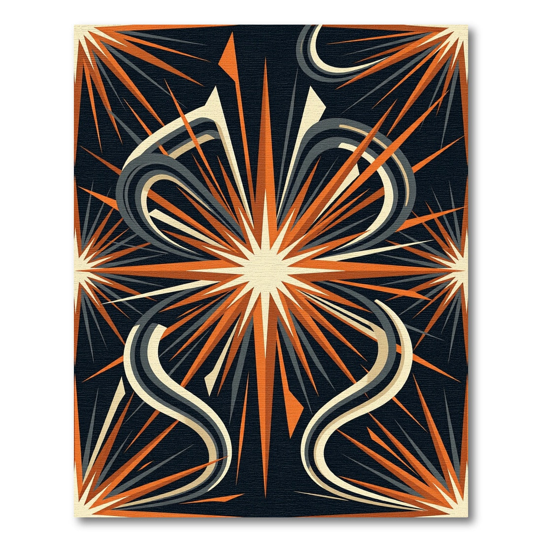 Mid-Century Radiant Amber Star Burst Rug