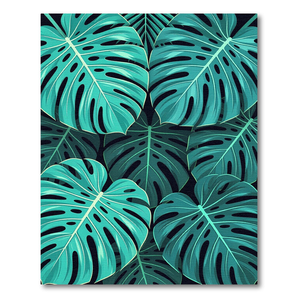 Lush Tropical Monstera Palm Leaf Rug