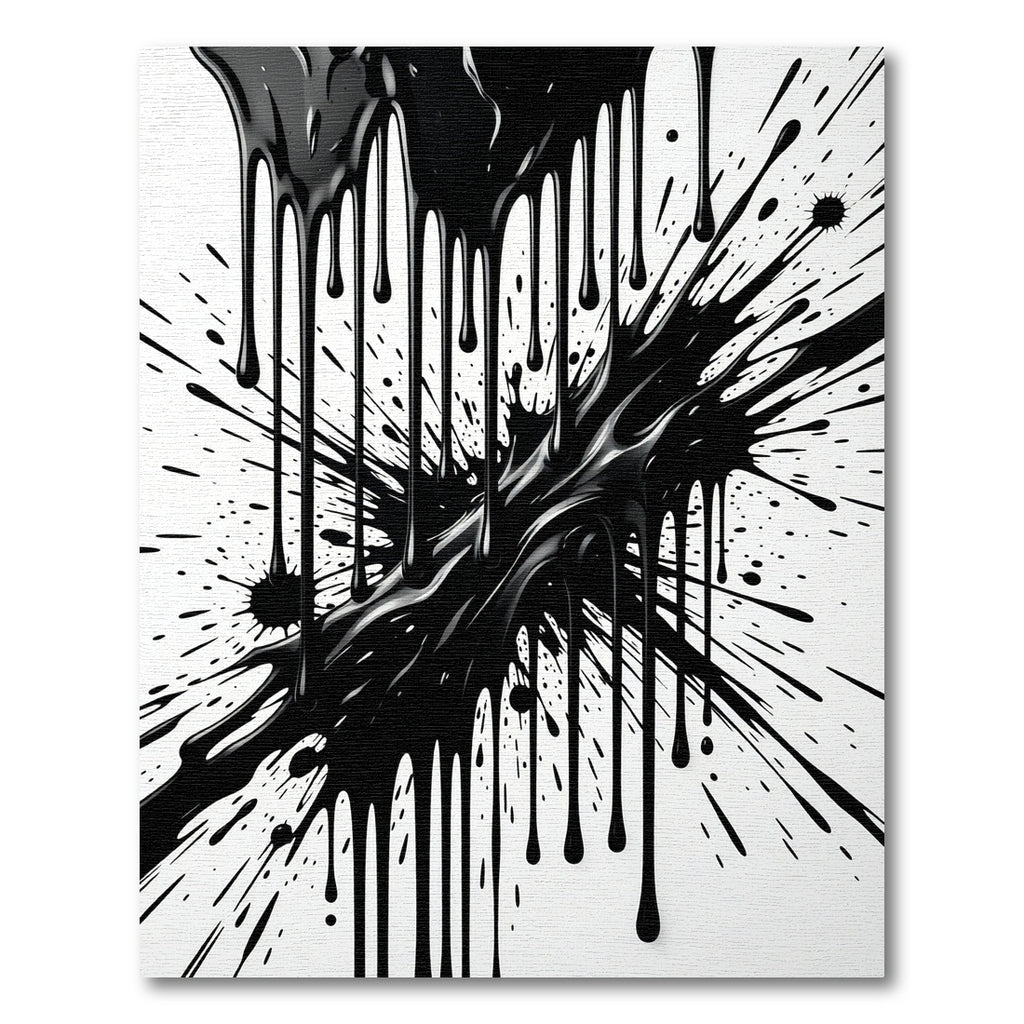 Monochromatic Liquid Ink Abstract Splash Rug