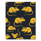 Playful Yellow Mouse Silhouette Wallpaper Rug