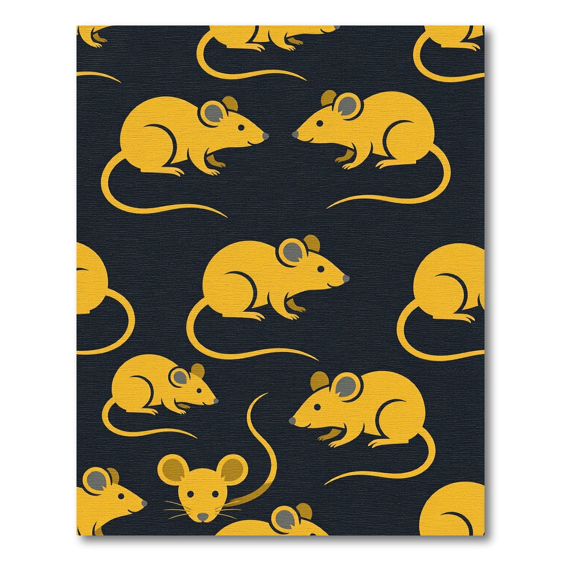Playful Yellow Mouse Silhouette Wallpaper Rug