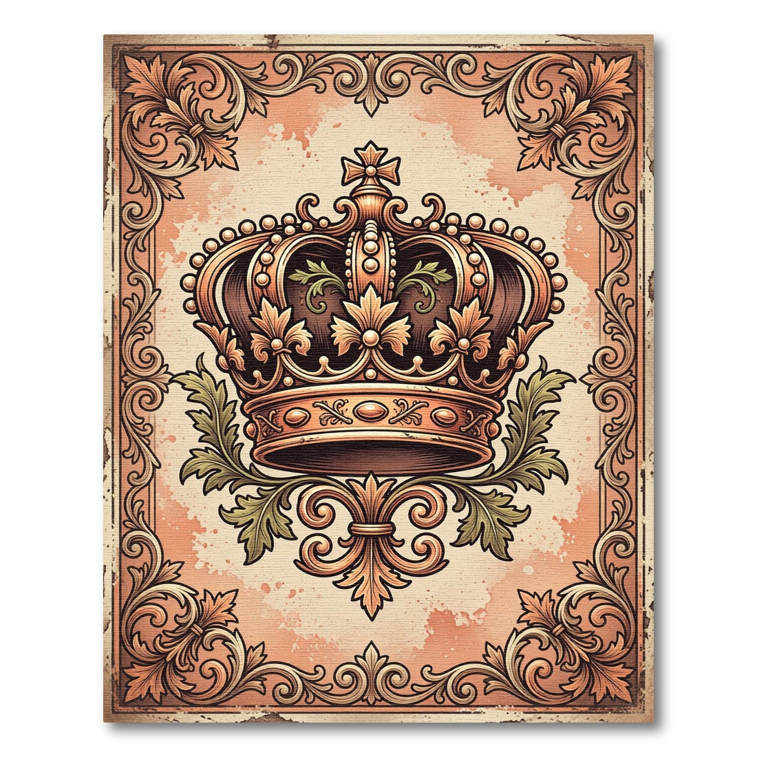 Elegant Golden Imperial Crown Filigree Rug