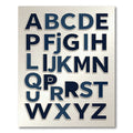 Navy Blue Modern Typography Alphabet Grid Rug