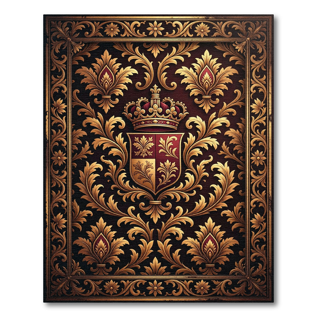 Regal Burgundy Gold Imperial Crest Rug
