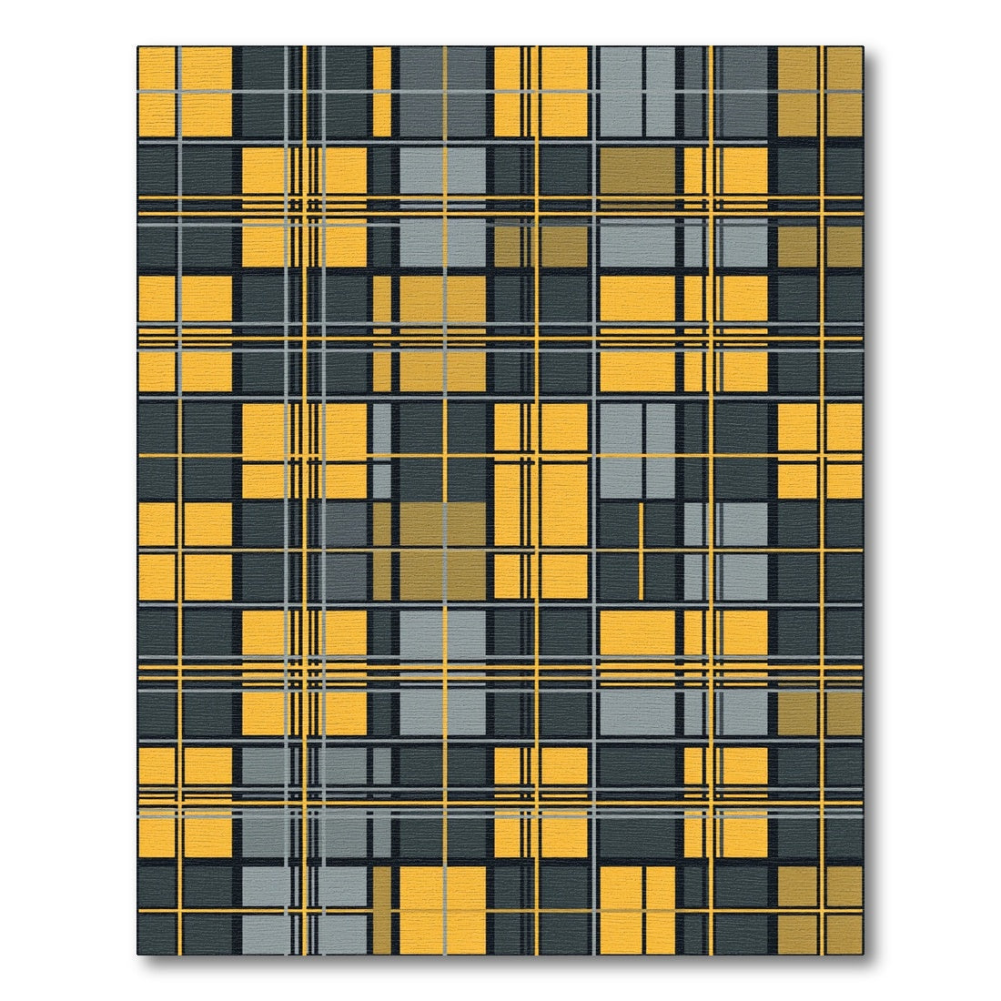 Gold Gray Yellow Plaid Checkered Rug