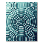 Geometric Teal Circular Ripple Rug