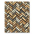 Neutral Herringbone Wood Block Textured Rug