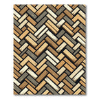 Neutral Herringbone Wood Block Textured Rug