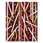 Gold Pink Confetti Streamer Abstract Rug