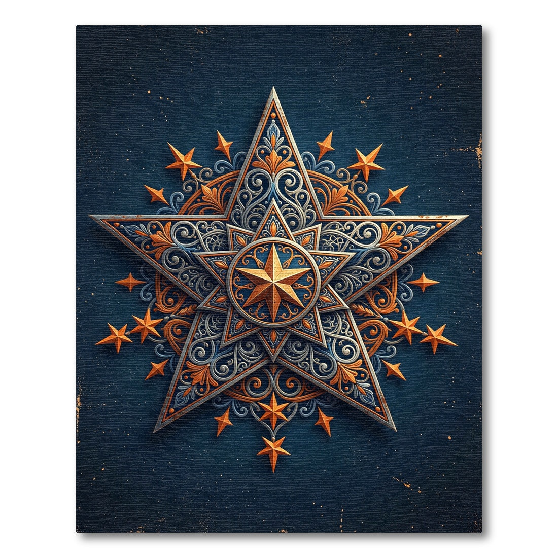 Astral Gold Star Celestial Mandala Rug