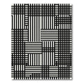 Modern Monochrome Grid Geometric Linear Area Rug