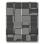 Modern Monochrome Grid Geometric Linear Area Rug
