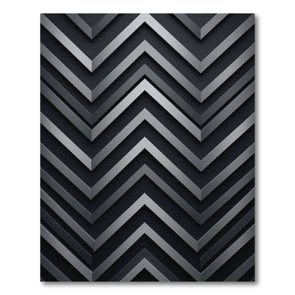 Sophisticated Charcoal Metallic Chevron Layered Rug