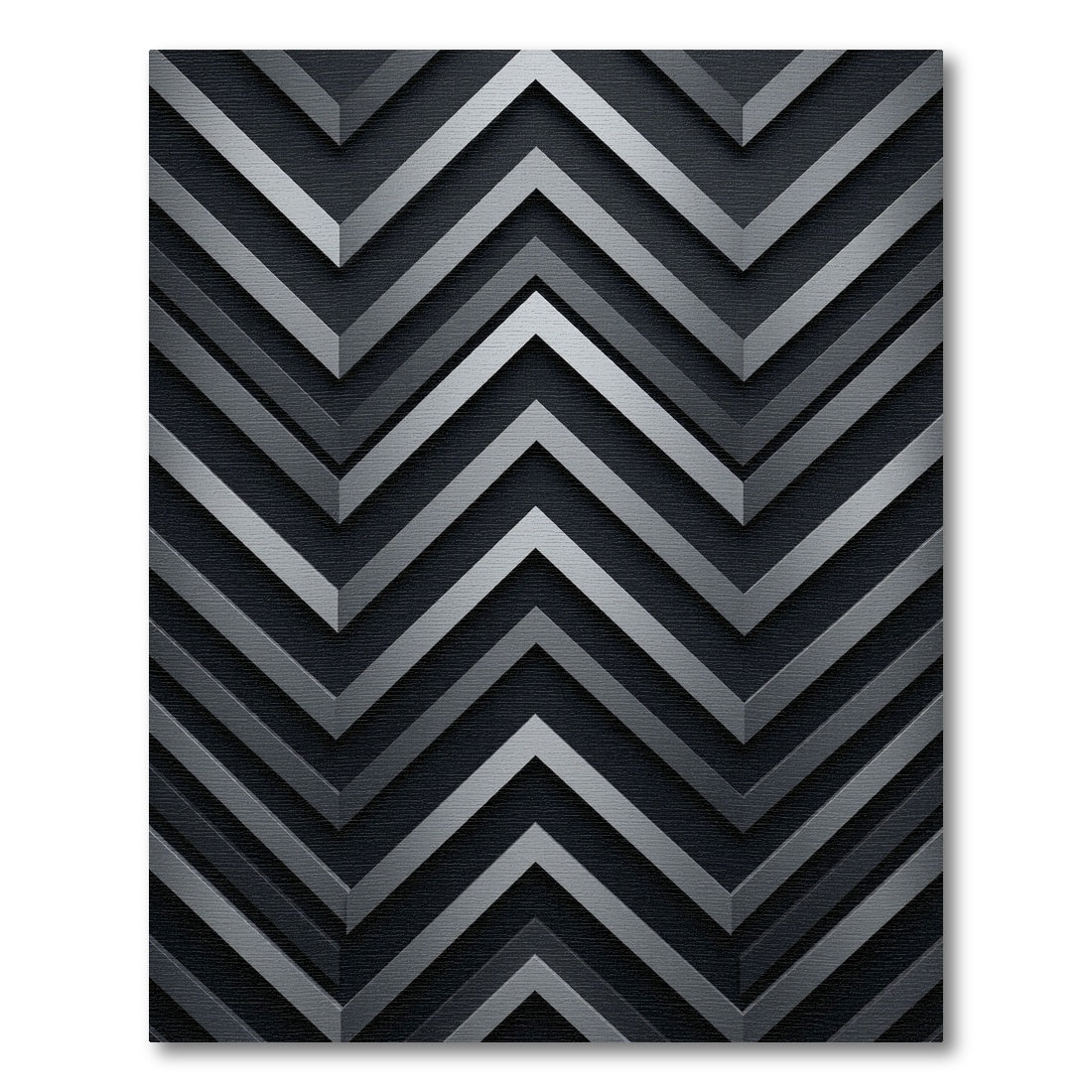 Sophisticated Charcoal Metallic Chevron Layered Rug