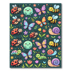 Whimsical Colorful Insect Garden Meadow Rug
