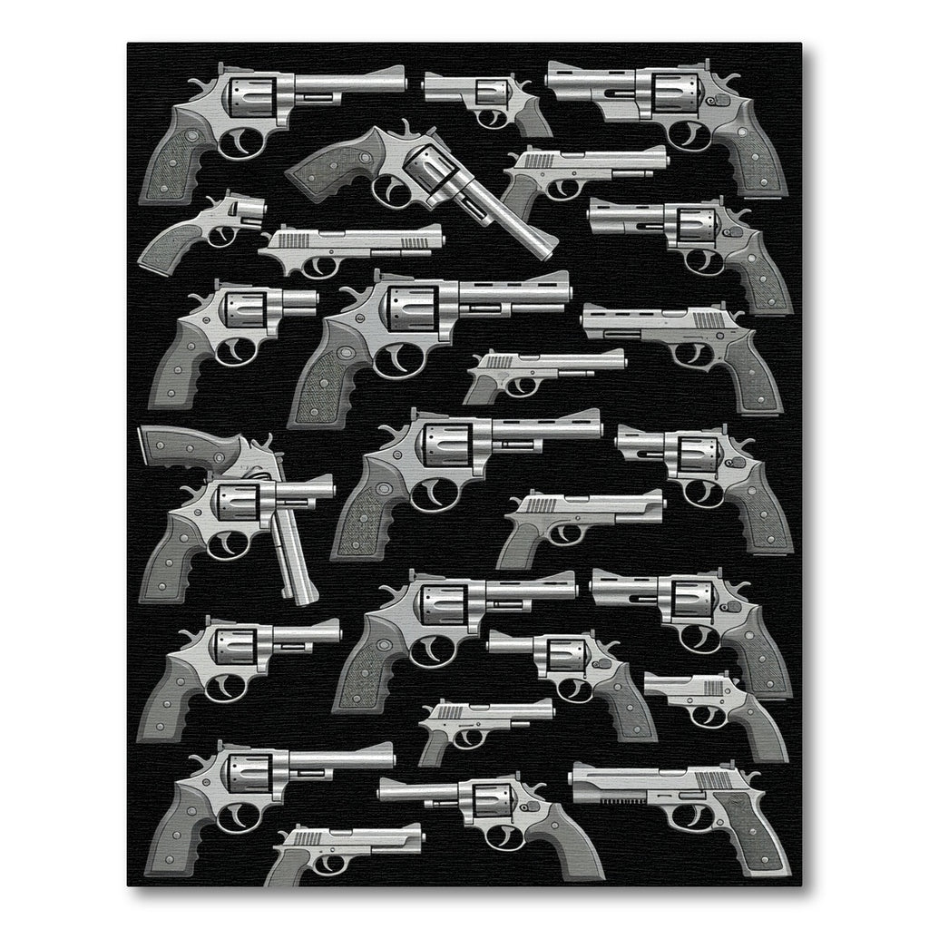 Monochrome Revolver Armory Graphic Rug