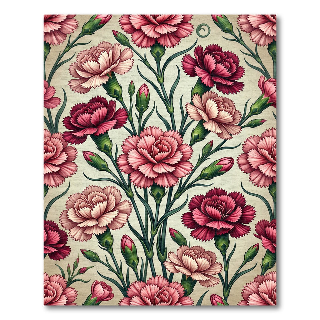 Crimson And Blush Carnation Garden Rug