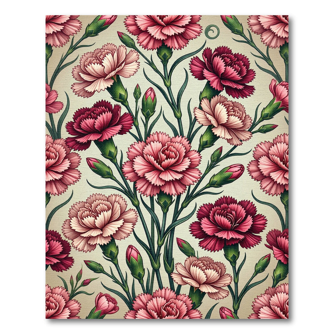 Crimson And Blush Carnation Garden Rug