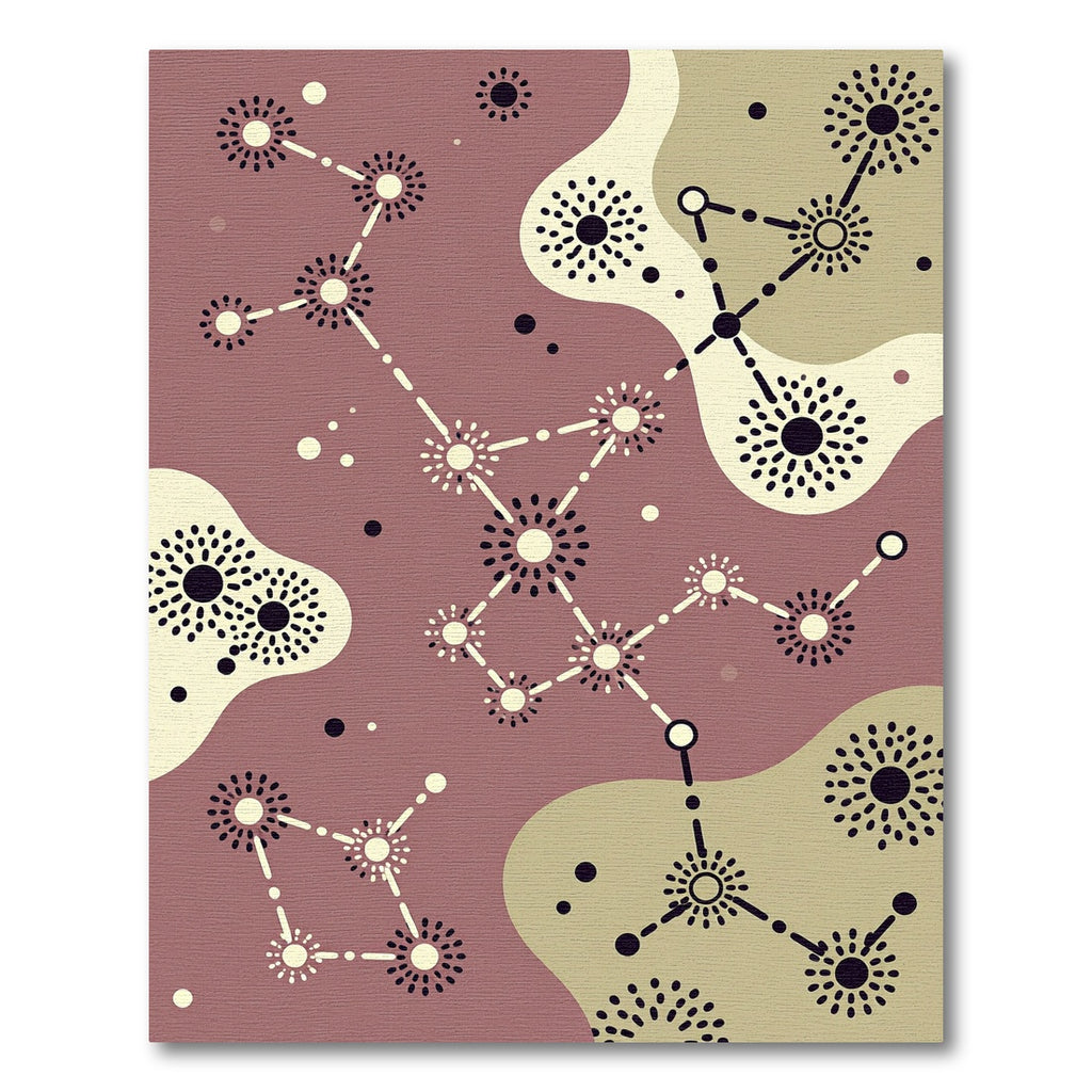 Abstract Celestial Constellation Dusty Rose Rug