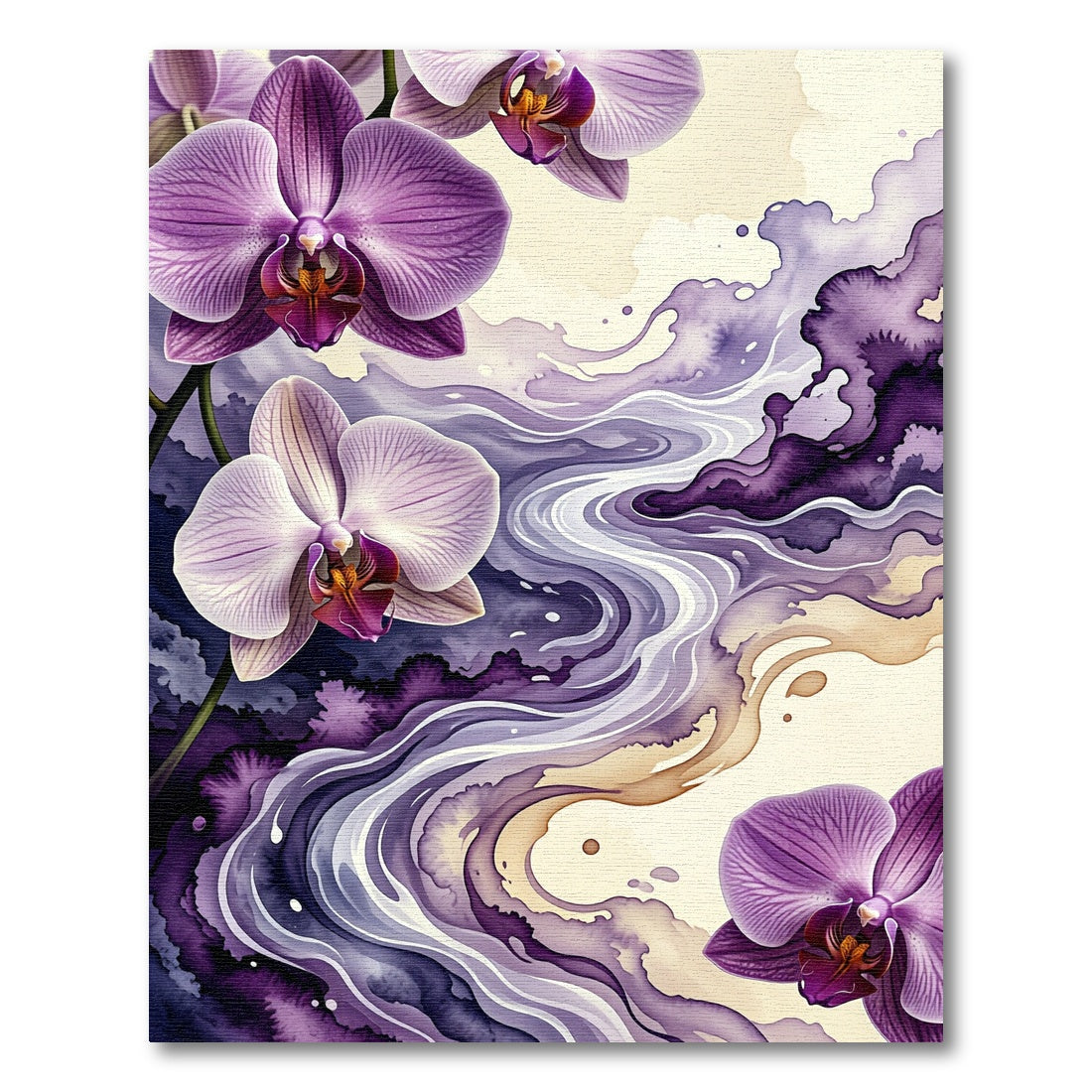 Elegant Purple Orchid Watercolor Flow Rug