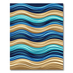 Coastal Blue and Sand Wavy Stripes Rug