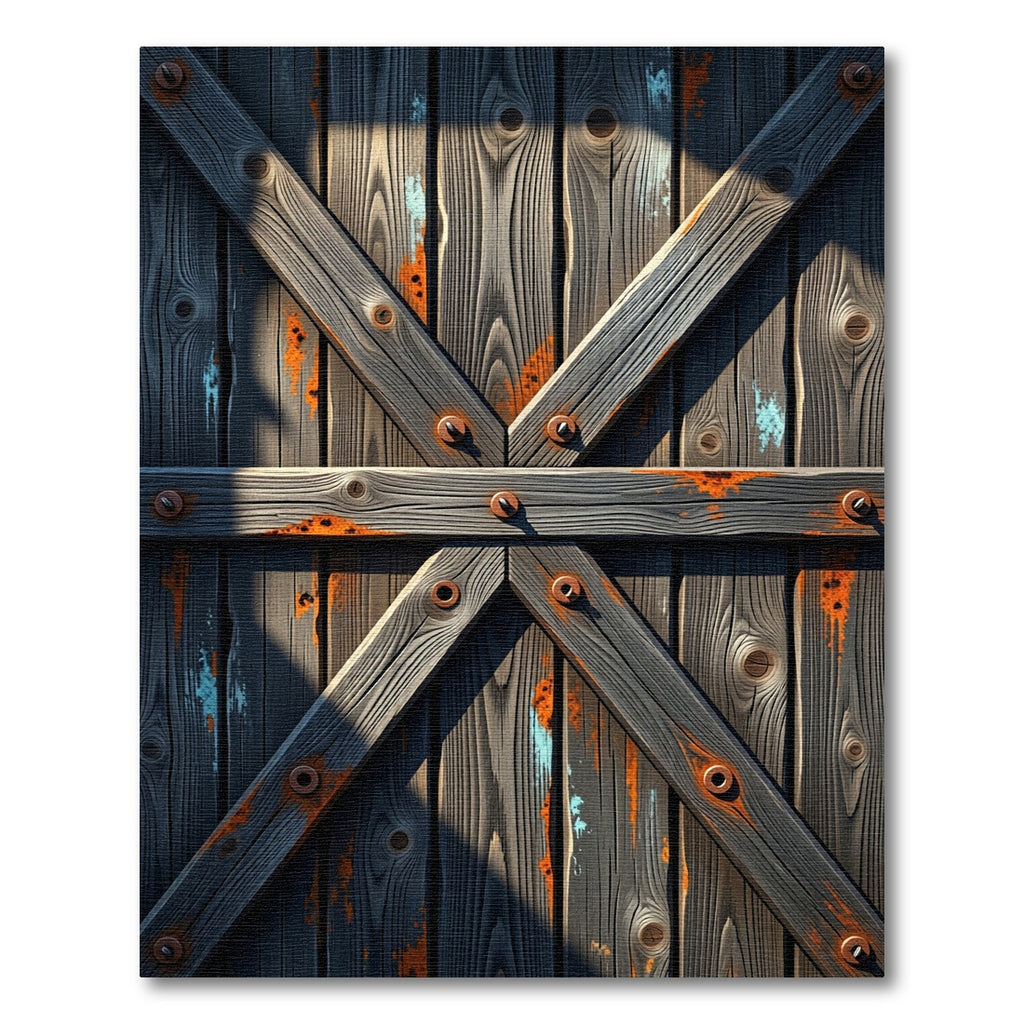 Gray Wood Plank X Frame Rug