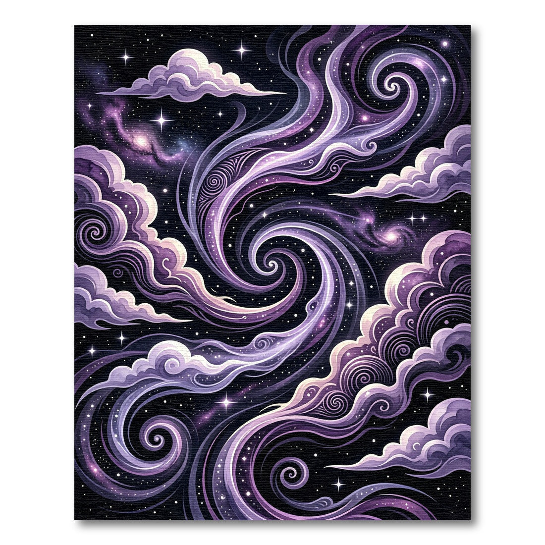 Cosmic Purple Swirl Celestial Galaxy Rug