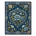 Deep Blue Victorian Rose Heart Rug